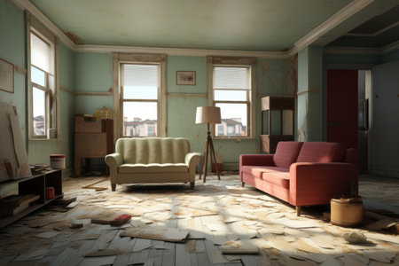 An Inviting Haven: Exploring the Elegance of an Unoccupied Living Room with Beautiful Furnitureの素材