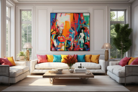 A Vibrant Haven: Unveiling the Bright Living Room Interior with Couchの素材