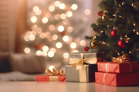 Enchanting Christmas Vibes: Captivating Gift Boxes, Toys, Books, and a Gleaming Christmas Tree in Clの素材