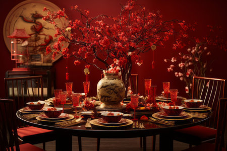 Amp up the festivity in your room with a stunningly decorated Chinese New Year table!の素材