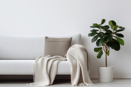Scandinavian Style Home Interior: Cozy Living Room Oozing with Comfort and Charm, Featuring Sofa Cusの素材
