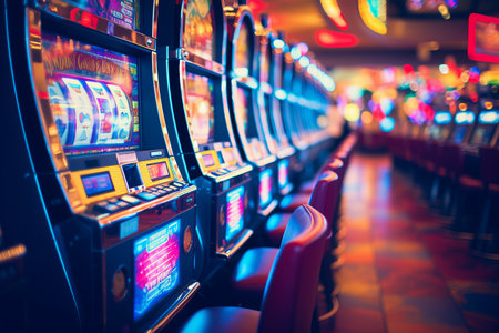 Distorted Vision: The Enigmatic Haze of Slot Machines in a Vegas Casinoの素材