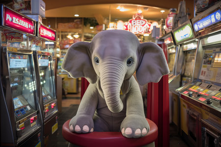 Jumbo Joy: A Delightful Encounter With a Cute Plush Elephant Inside a Bremen Slot Machineの素材