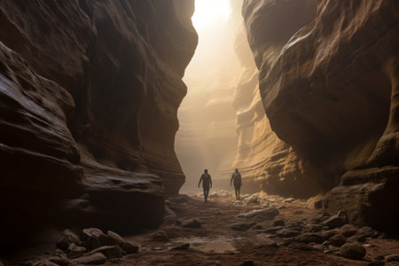 Mysterious Adventure: Brothers' Exploration of San Diego's Foggy Slot Canyonの素材