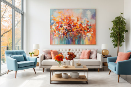 Embrace Radiance: Luxurious Bright Living Room Interior with Couchの素材