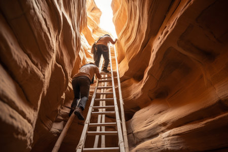 Ascending Ambitions: Siblings Scale Heights in San Diego's Slot Canyonの素材