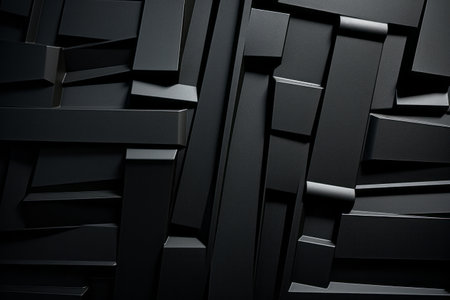 Exploring the Intricate Abstract Design of Black Plastic Panel with Rectangular Slotsの素材