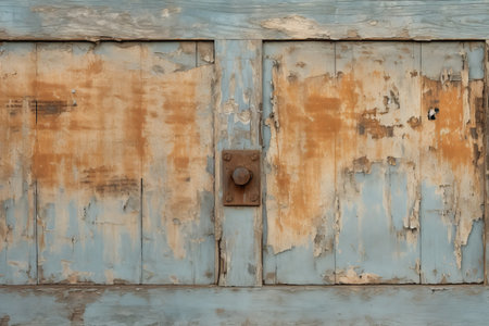 A Glimpse into the Past: The Weathered Mail Slot on an Old Painted Doorの素材