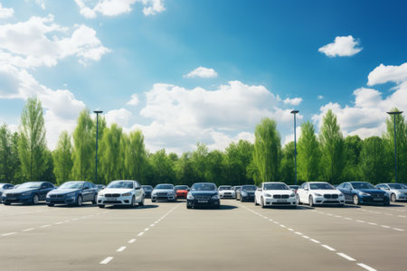 A Perfect Blend of Nature and Technology: Exploring a Green Environment in an Outdoor Parking Lotの素材