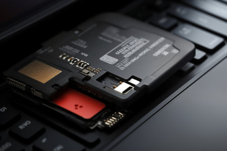 In Focus: SD Card Neatly Plugged into Laptop's Card Reader Slotの素材