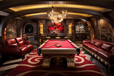Ultimate Entertaining Oasis: Your Own Private Game Zone with Pool Table and Slot Machine!の素材
