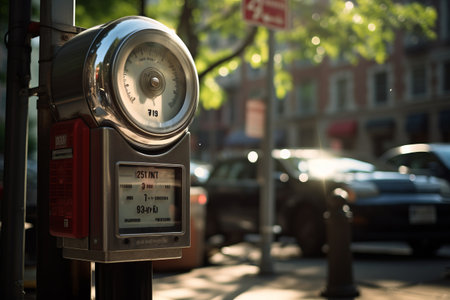 City Streets Captured: Artistic Focus on a Urban Parking Meterの素材