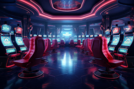 AI-Generated Oasis: Experiencing the Ultimate Gambling Haven with a Plethora of Slot Machines and Luの素材