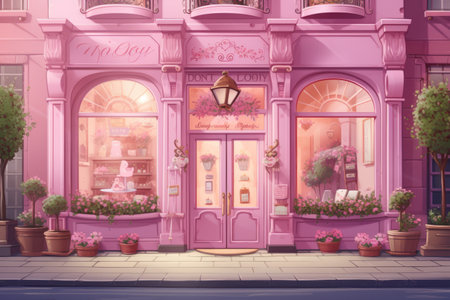 Pink Glamour: A Captivating Illustration of a Chic Store Frontの素材
