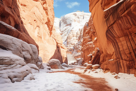 Unveiling the Majestic Serenity: Experiencing Snow Canyon State Park's Slot Canyon at Ground Levelの素材