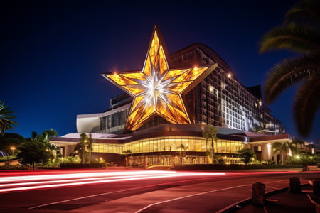 The Star Casino Shines Brightly at Night in Gold Coast, Australia â Captured in Captivating 3:2 Exquの素材