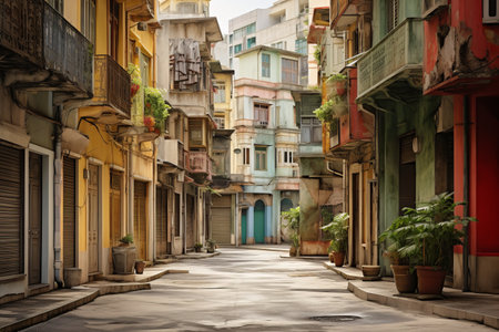 Capturing the Essence of Macau: A Serene Street Scene - @irag439995 (August 3, 2014)の素材