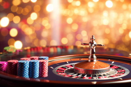 Winning in the Game of Chance: Vibrant Bokeh Backdrop with Casino Essentials --AR 3:2の素材