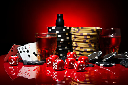 High Stakes and Happy Hour: A Relaxing Closeup of Casino Essentials - @irag439995の素材