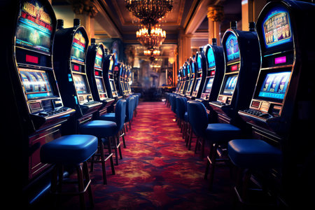 The Alluring World of Casino Gambling: Blackjack and Slot Machines Await Gamblers and Tourists, Ready to Entice and Splurgeの素材