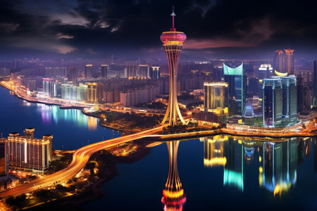 Majestic Macao: Illuminating the Enchanting Night Cityscapeの素材