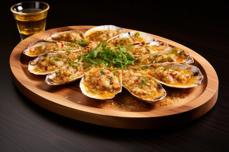 A Rustic Delight: Wood-Platter Clams Casino - A Relaxed @irag439995 Special!の素材