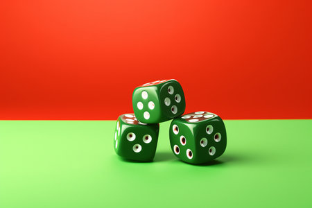Lucky Charm: A Relaxing Blend of Dice, Four Aces, and a Green Backgroundの素材
