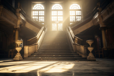 Sunlit Beauty: Exploring the Majestic Symmetry of an Abandoned Casinos Entranceの素材