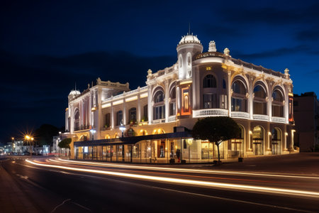 Captivating Night Glow: Exquisite Estoril Casino Illuminates Portugals Skylineの素材