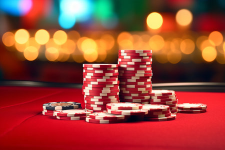 Stacking the Odds: The Allure of Casino Chips on the Poker Tableの素材