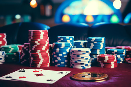 The Glitz and Glamour of Las Vegas: Exploring the Thriving Gambling Industry with a Pile of Casino Cの素材