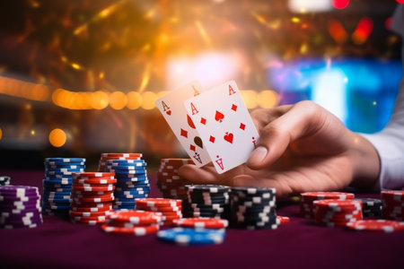 Lucky Hand: Winning a Royal Flush in Poker - Unveiling the Thrilling Gambling Concept at a Casino Clの素材