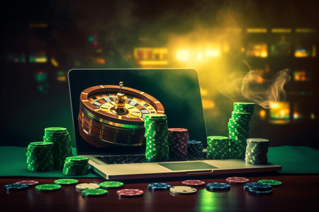 Exploring the Exciting World of Online Gambling: A Stylish Green Screen Concept with Jackpot Wins, Cの素材