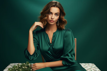 Sophisticated Girl Flaunts her Style while Embracing the Poker Table: A Captivating Casino Encounterの素材