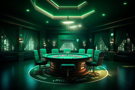 Vibrant Casino Vibes: Gamble in Style with a Green Table Background and a Dash of Color - AR 3:2の素材
