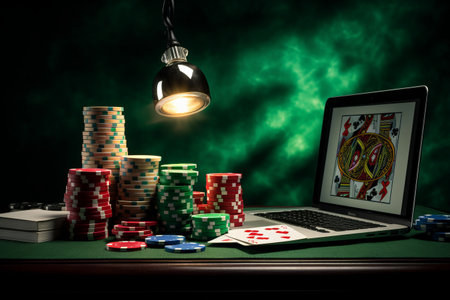 Innovative Green Table: A Haven for Casino Chips, Cards, and Relaxed Mindsの素材