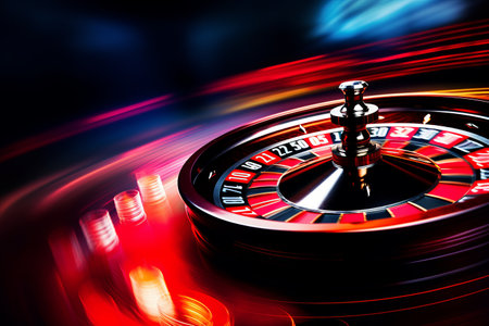 Casino Roulette Spin Captured in High Contrast Motion: A Relaxing AR 3:2 Snapshot by @irag439995の素材