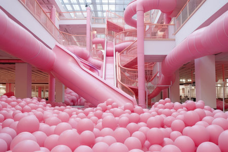 Fun-Filled Play Area with Slides and Vibrant Pink Ball Pit Takes Moscow by Storm!の素材