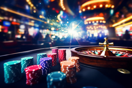 Blurred Bokeh: Immersive Casino Interior as Abstract Backgroundの素材
