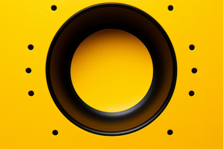 Enigmatic Void: The Black Slot Hole Amidst a Vibrant Yellow Backgroundの素材