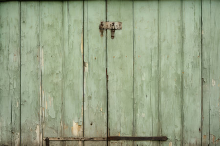 Timeless Elegance: A Closeup of an Old and Pale Green Wooden Door Backgroundの素材