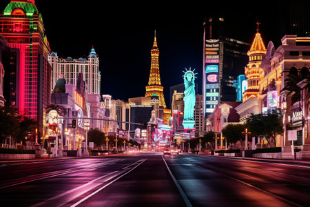 Glimmering Splendor: New York-New York Hotel and Casino Shines Bright on Las Vegas Boulevard Southの素材