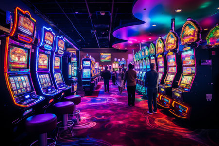 Glimpsing the Futuristic Gamble: Vibrant Casino Enthralls Visitors with State-of-the-Art Digital Sloの素材