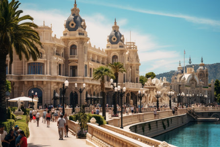 A Bustling Day of Fun and Fortune: Exploring the Vibrant Monte Carlo Casino in Monaco on a Sunny Junの素材
