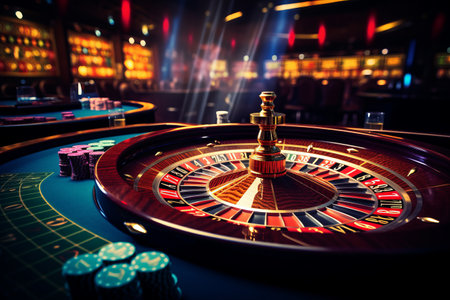 The Glittering World of the Roulette Table: A Glimpse into the Luxurious Casino Interiorの素材