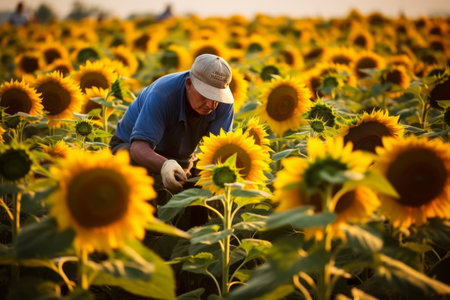 Sunflower Spectacle: Transforming Rows into Sunny Pathways for Flower Gazersの素材