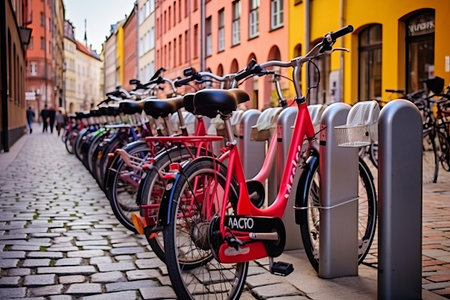 Exploring Gdansk on Wheels: Discovering the 'Mevo' City Bikes Parking Slotsの素材