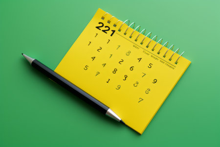 The Significance of Marking Key Dates: A Visual Representation with a Green Pen, Nine Numbered Calenの素材