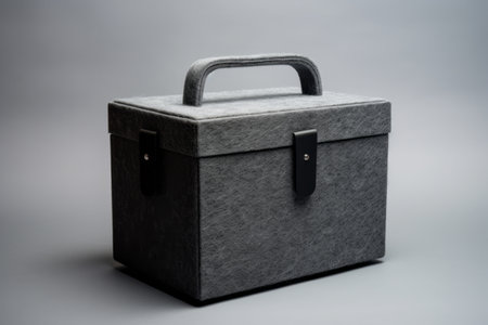 Timeless Elegance: Handcrafted Gray Felt Box with White Inner Lining and Slotted Handlesの素材