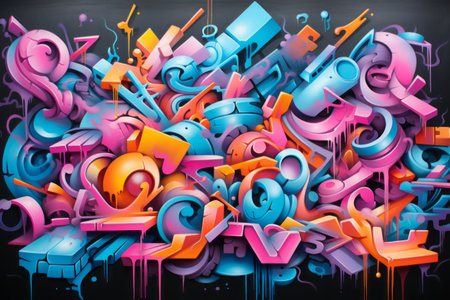 Intriguing Impressions: Exploring Abstract Graffiti on Concrete Wall with Striking Background Texturの素材